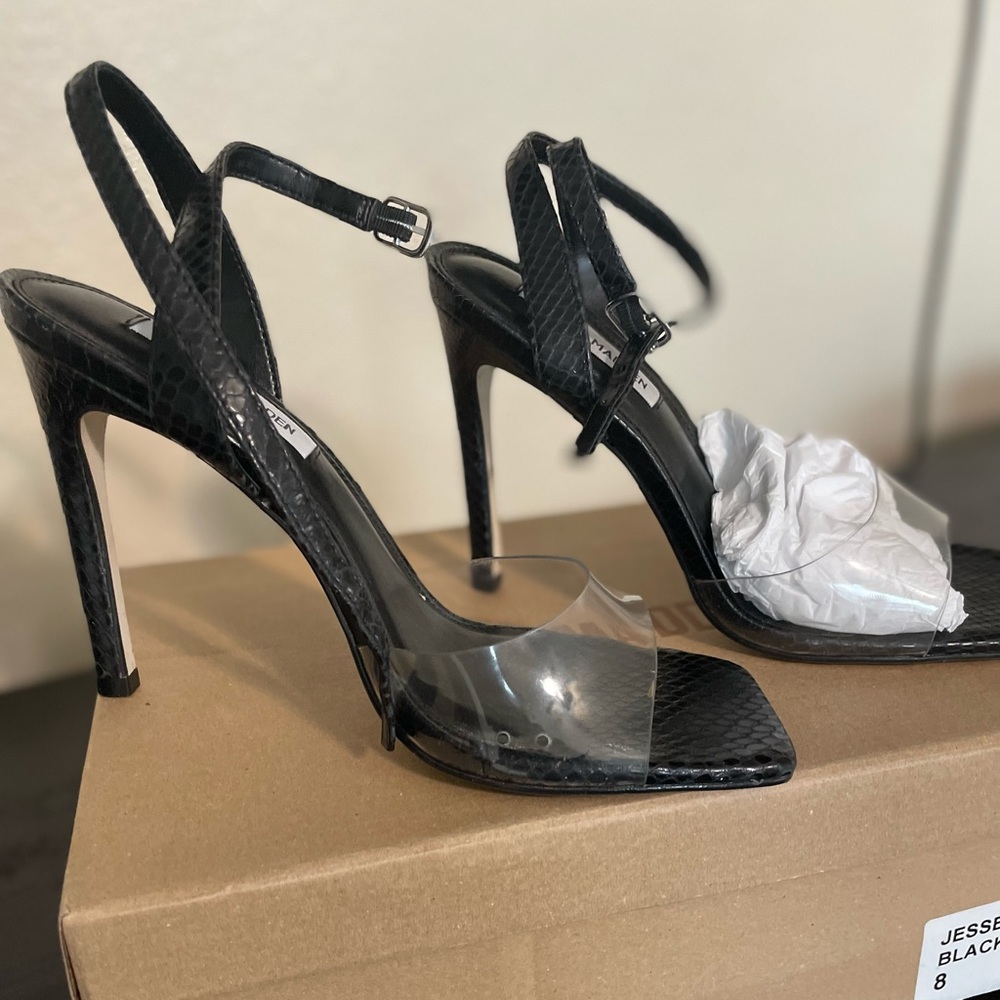 Steve Madden Jessenia Black Strappy Heels
